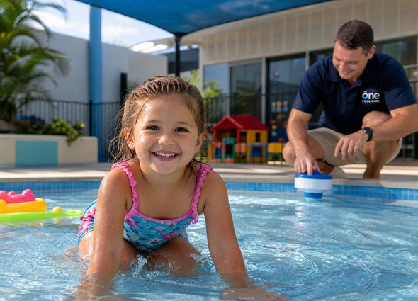 Children in safe clean pool at childcare centre Melbourne