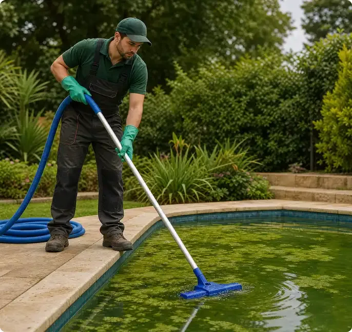 Green pool cleaning and algae removal in Toorak